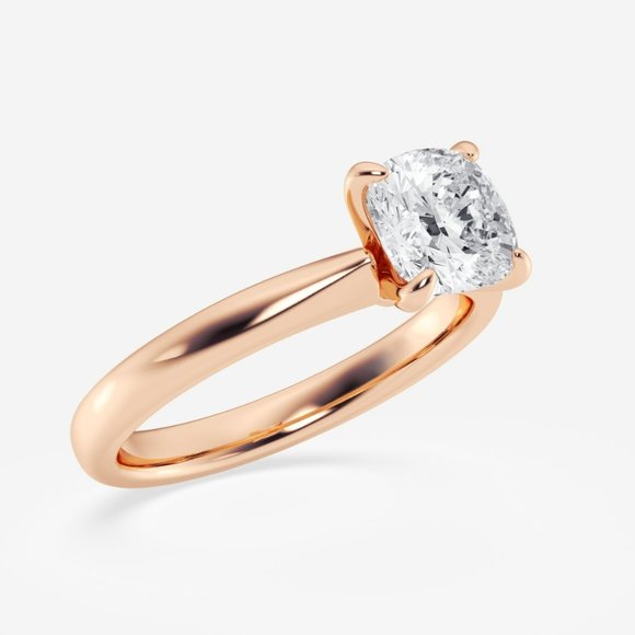 1 ctw Cushion Lab Grown Diamond Petite Solitaire Engagement Ring - Picture 5 of 6